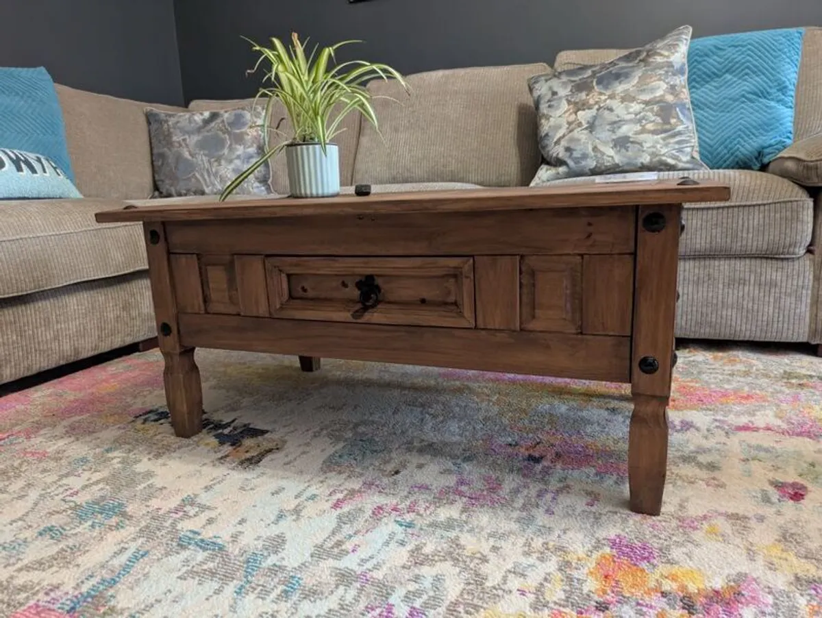 Rustic Solid Wood Coffee Table - Image 1