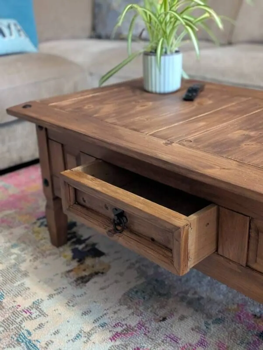 Rustic Solid Wood Coffee Table - Image 2