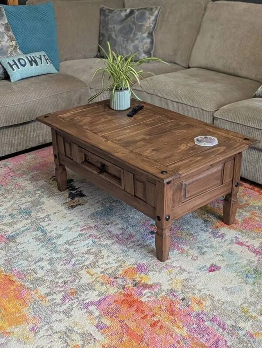 Rustic Solid Wood Coffee Table - Image 3