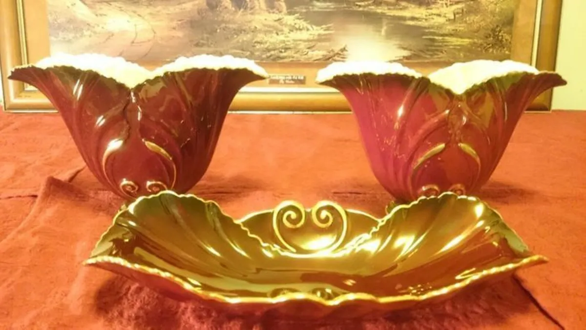 3Pc. Carlton Ware England Rouge Royale Collection - Image 4