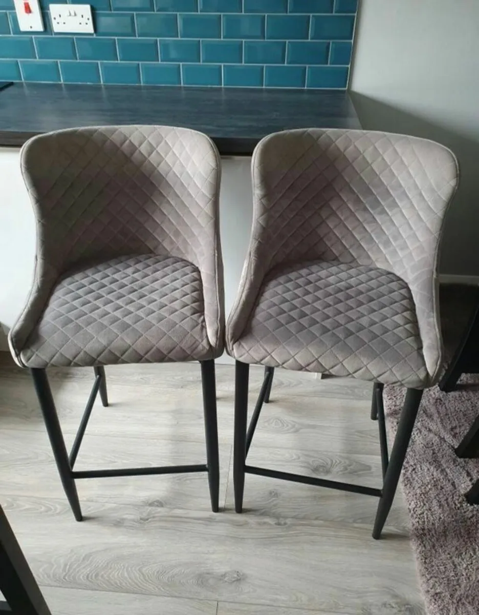 Bar chairs - charcoal velvet x 2 - Image 2
