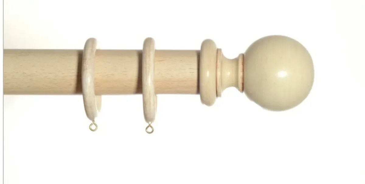 2 Wooden light cream Curtain poles