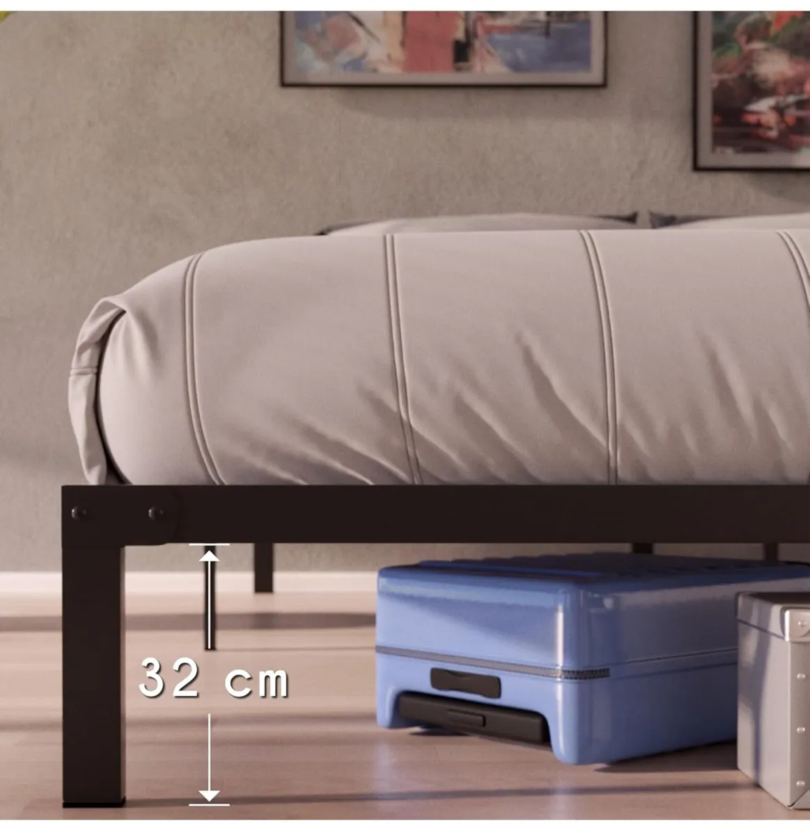 King Size Bed Frame Metal 150x200 with Storage 35c - Image 4