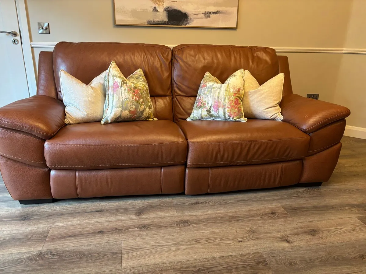 Mint condition 3 seater Leather Couch & Arm Chair - Image 2