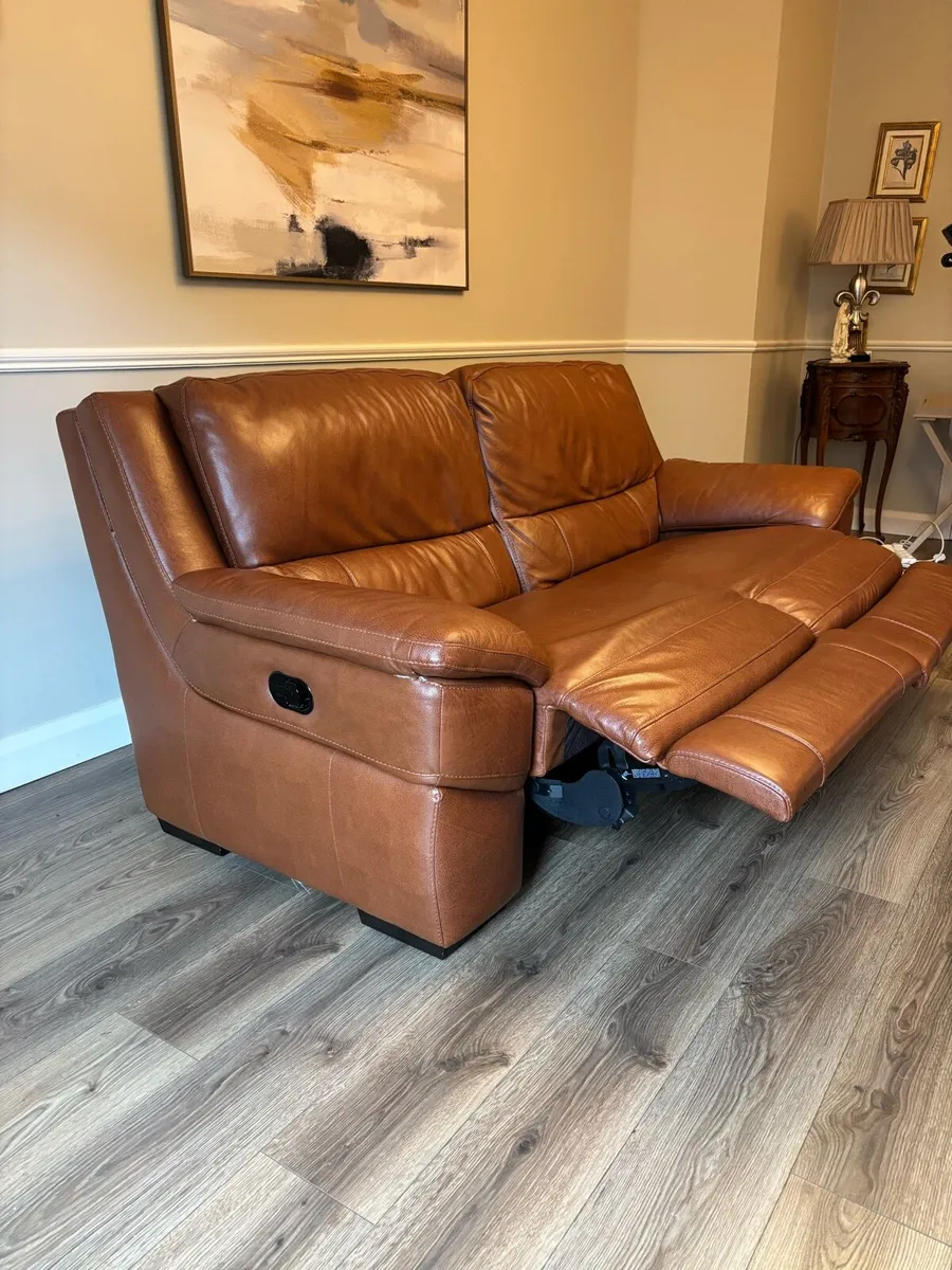 Mint condition 3 seater Leather Couch & Arm Chair - Image 3