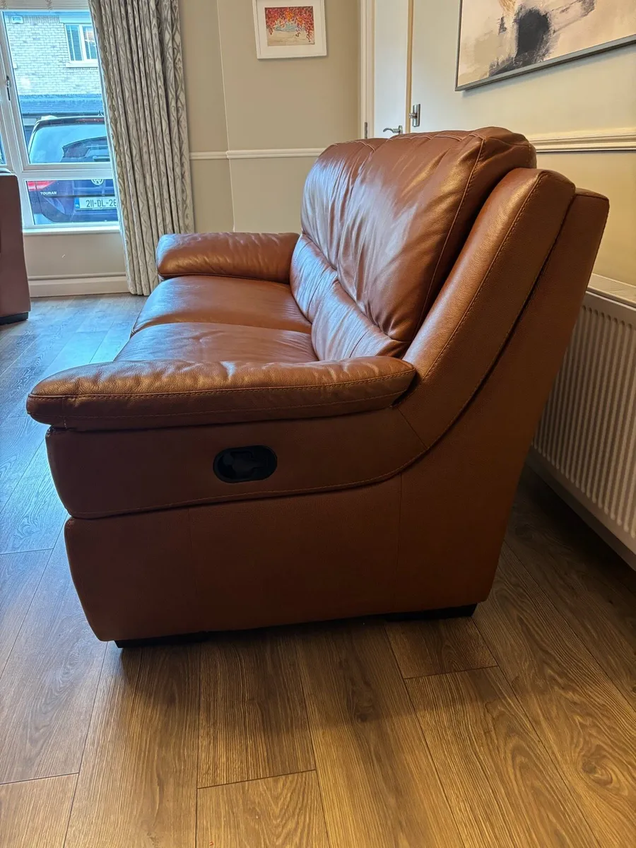 Mint condition 3 seater Leather Couch & Arm Chair - Image 4