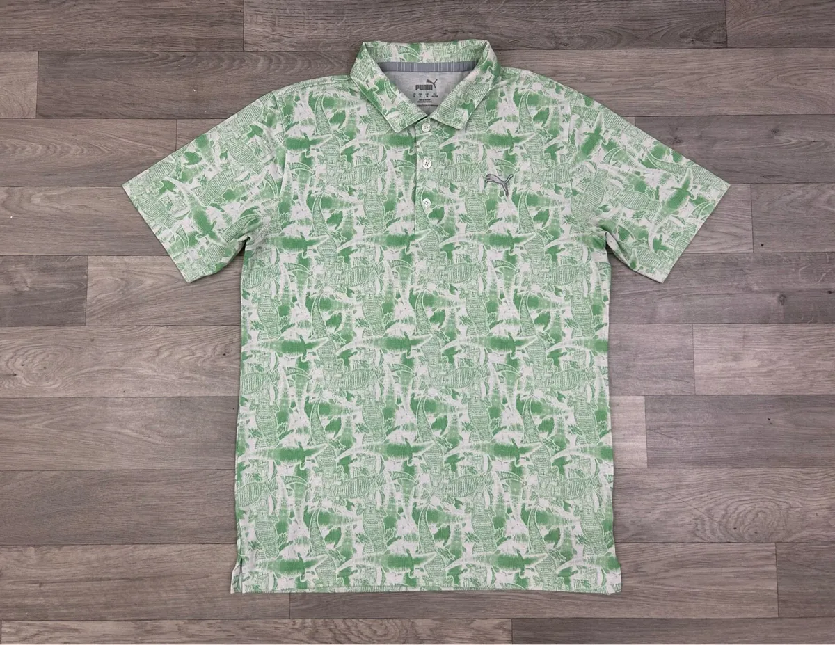 Puma Aligator Print Golf Polo Shirt Mens Small - Image 1