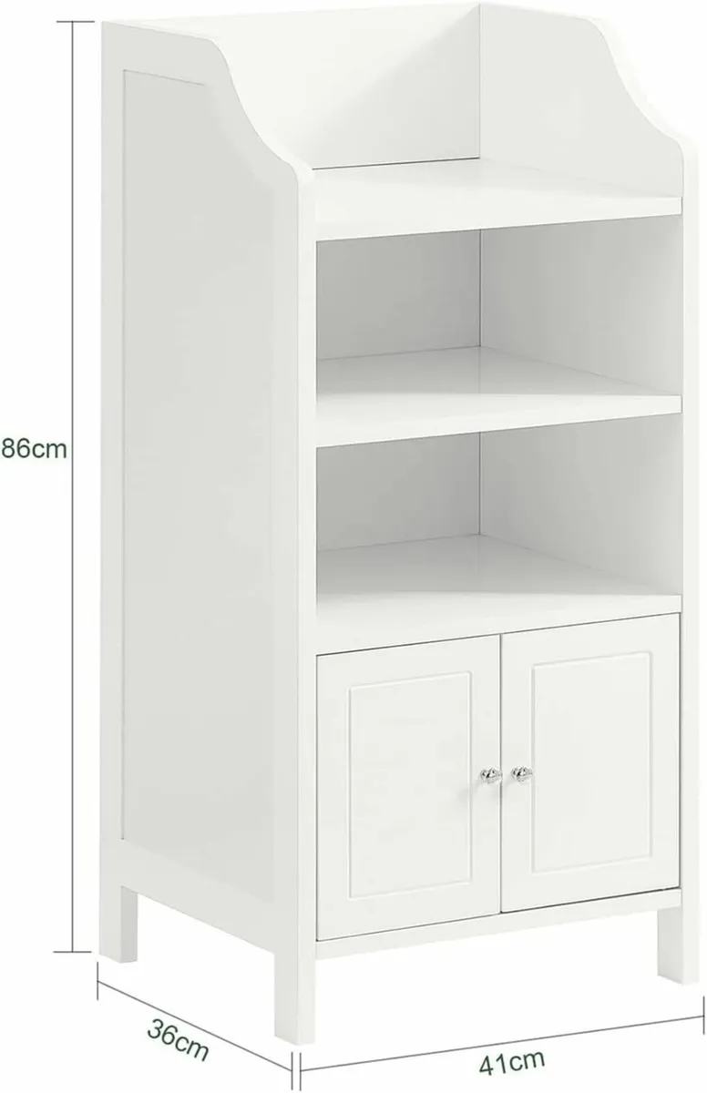 White Freestanding Bathroom Cabinet with Shelves a - Image 3