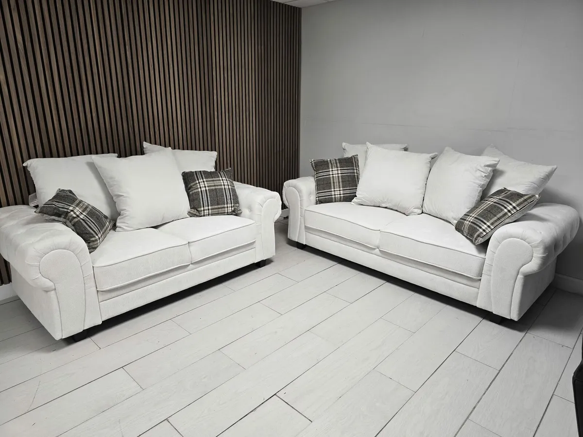 3+2+1 Verona Light Cream Fabric Sofa Set - Image 1