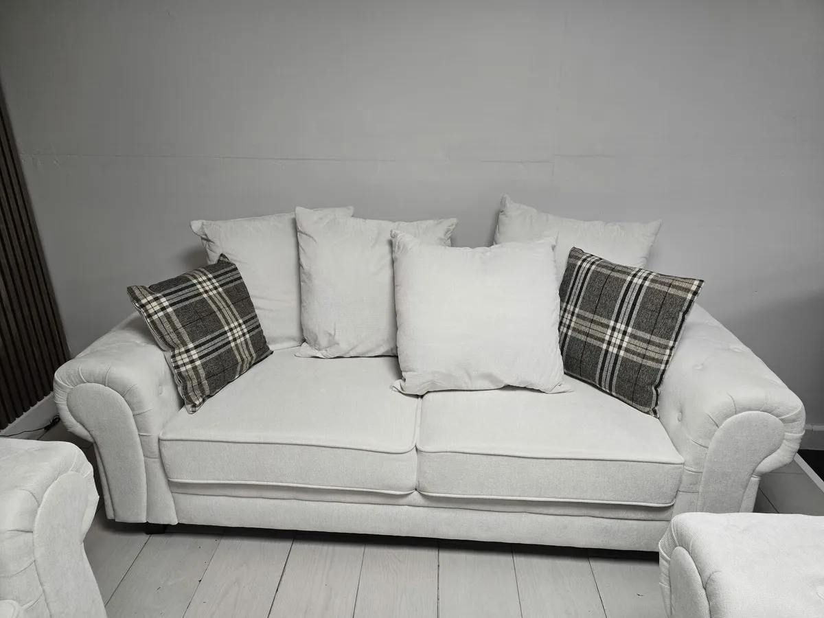 3+2+1 Verona Light Cream Fabric Sofa Set - Image 2