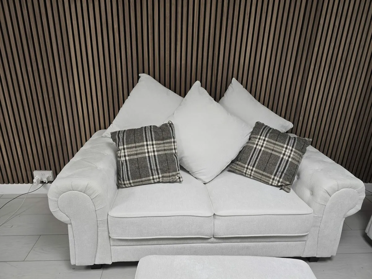 3+2+1 Verona Light Cream Fabric Sofa Set - Image 3