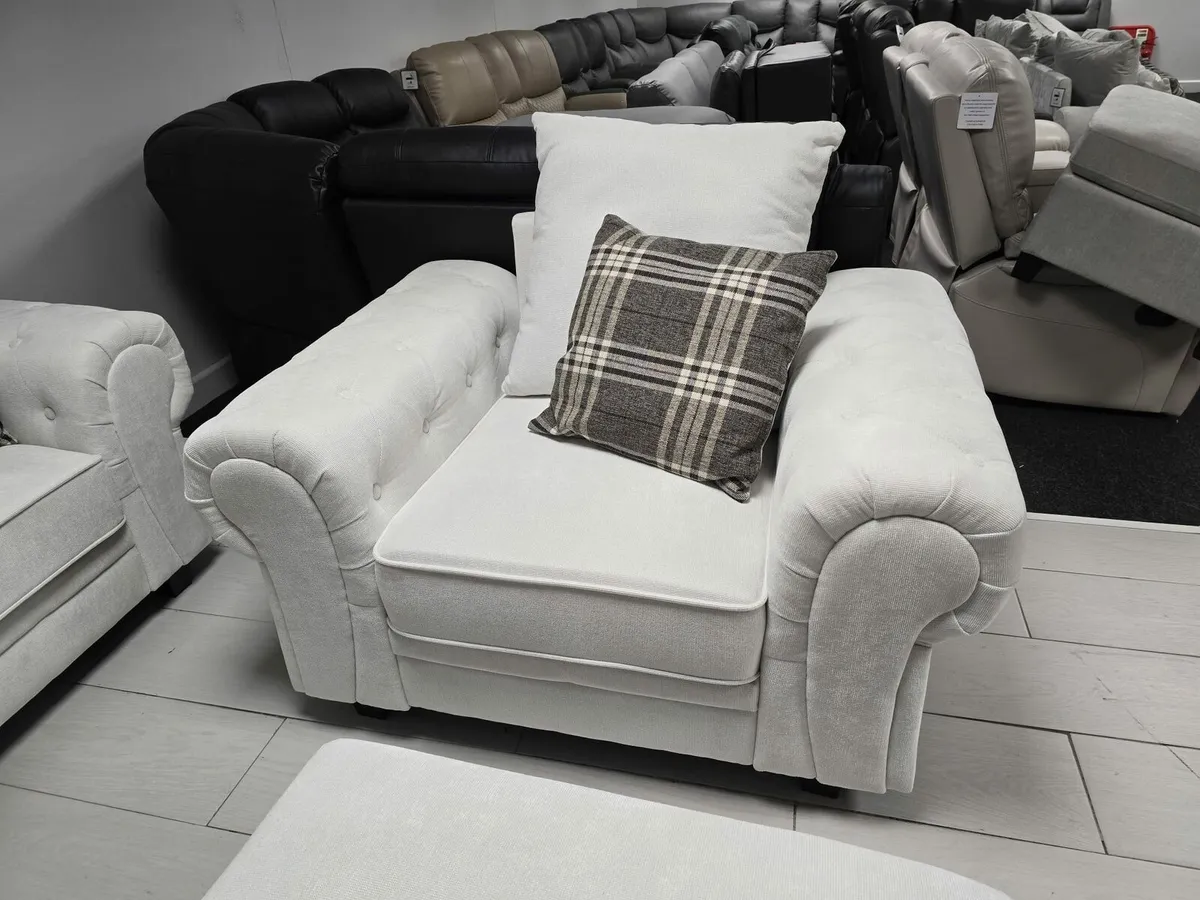3+2+1 Verona Light Cream Fabric Sofa Set - Image 4