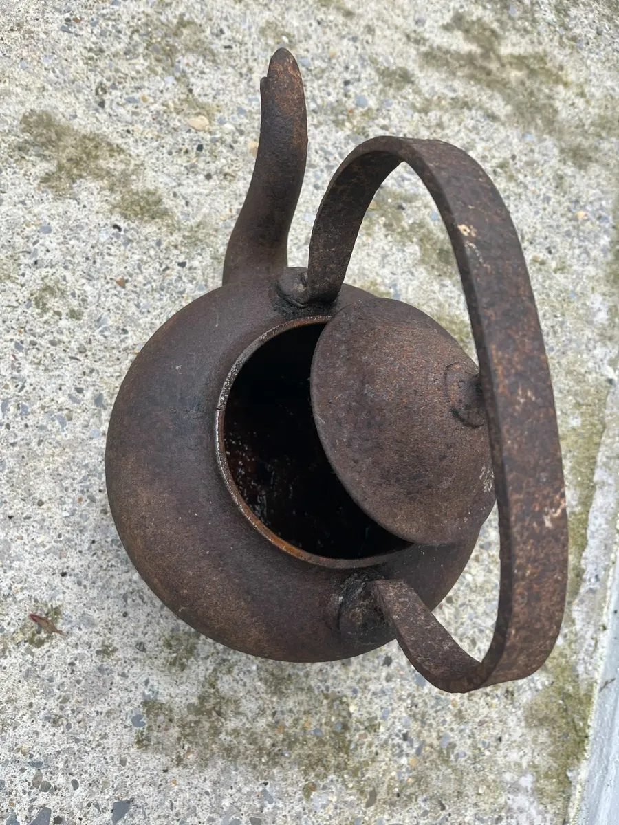 Antique Cast Iron Kettle - Image 2
