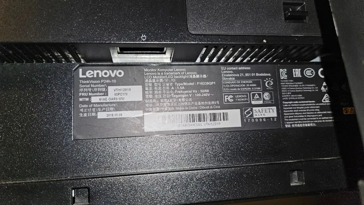 Lenovo Thinkvision 24in Monitor - Image 4