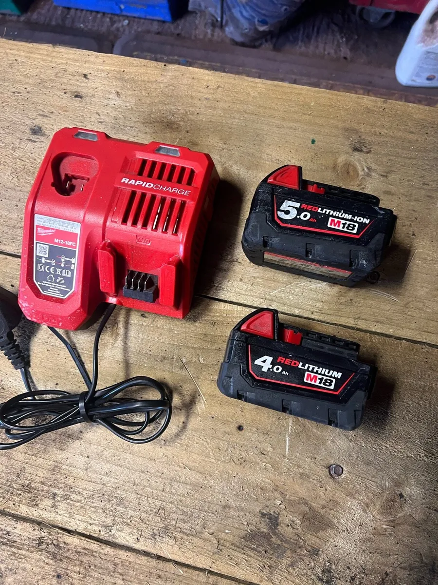 Milwaukee batteries and charger - Image 2