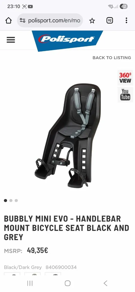Front handle bar bike seat