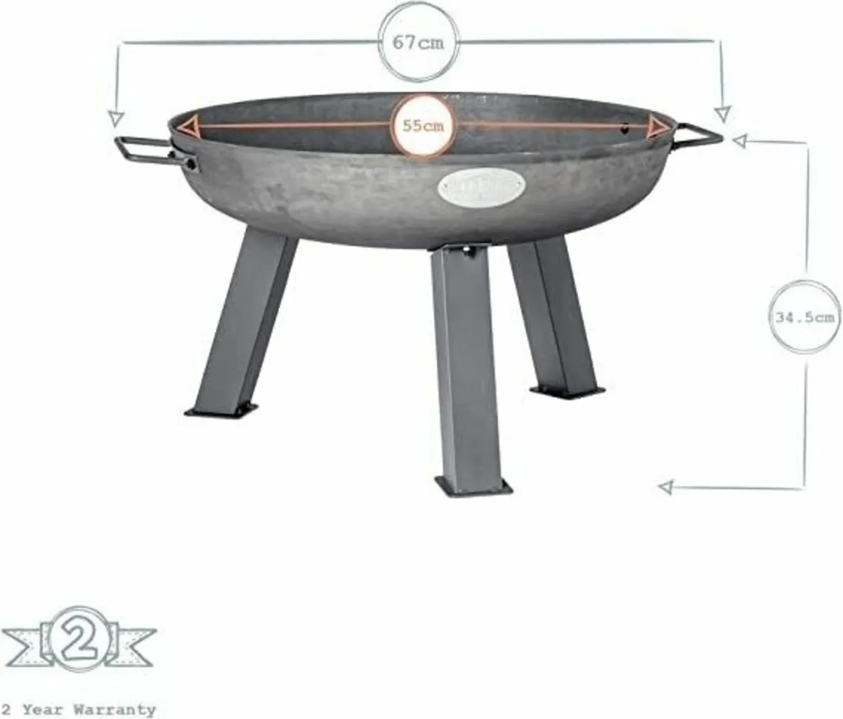 Raw Iron Fire Pit Burner with Garden Handles - Image 3