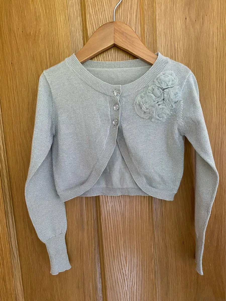 Girl’s Occasion Silver Glitter Elegant Bolero - Image 1
