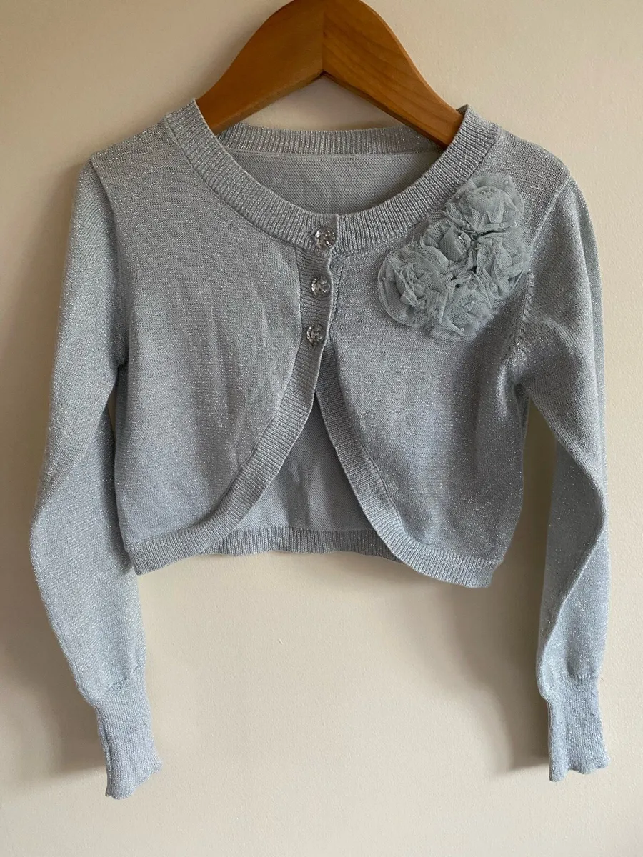 Girl’s Occasion Silver Glitter Elegant Bolero - Image 2