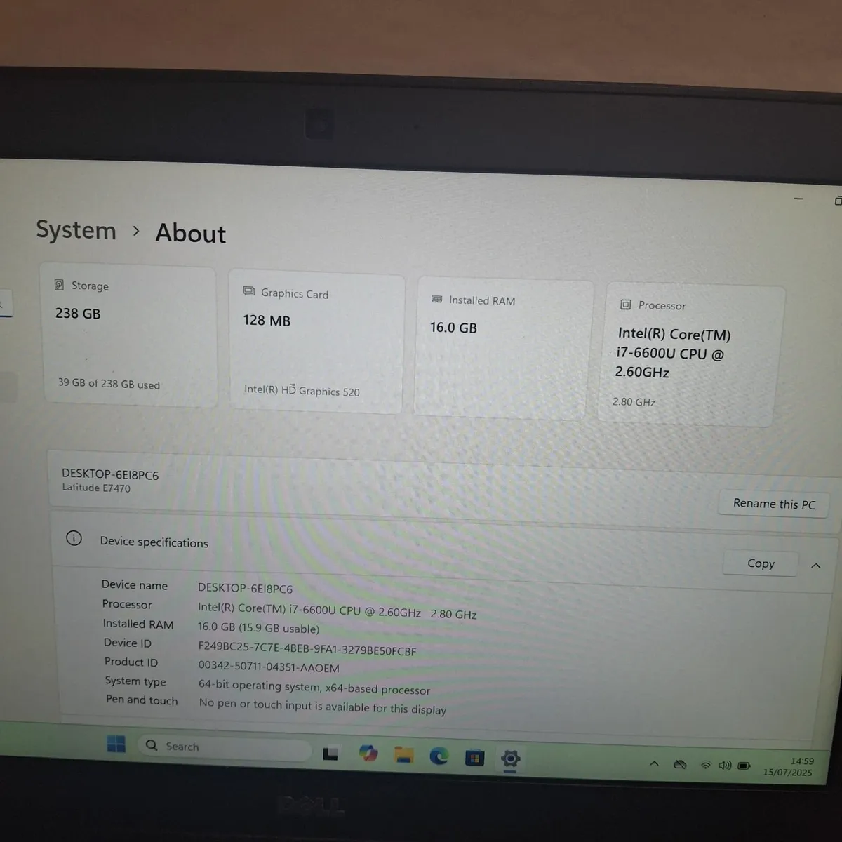 Dell Latitude E7470 | i7-6600U | 16GB RAM Laptop - Image 3