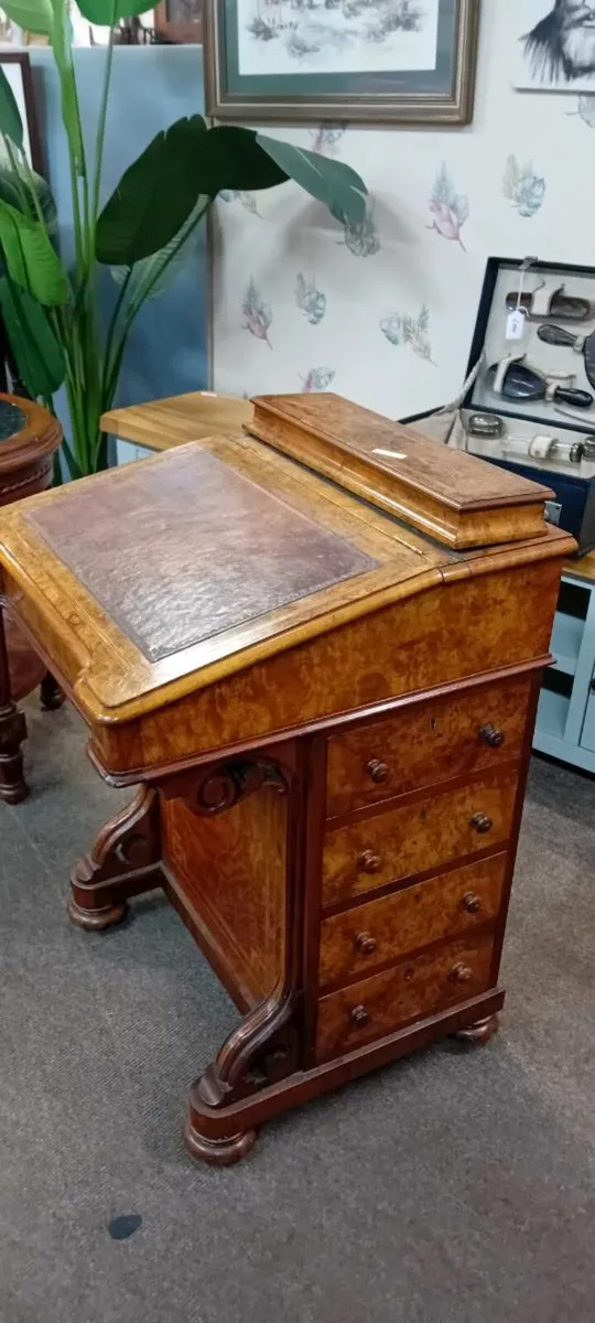 Victorian Era Walnut Veneer Davenport Desk - Image 1