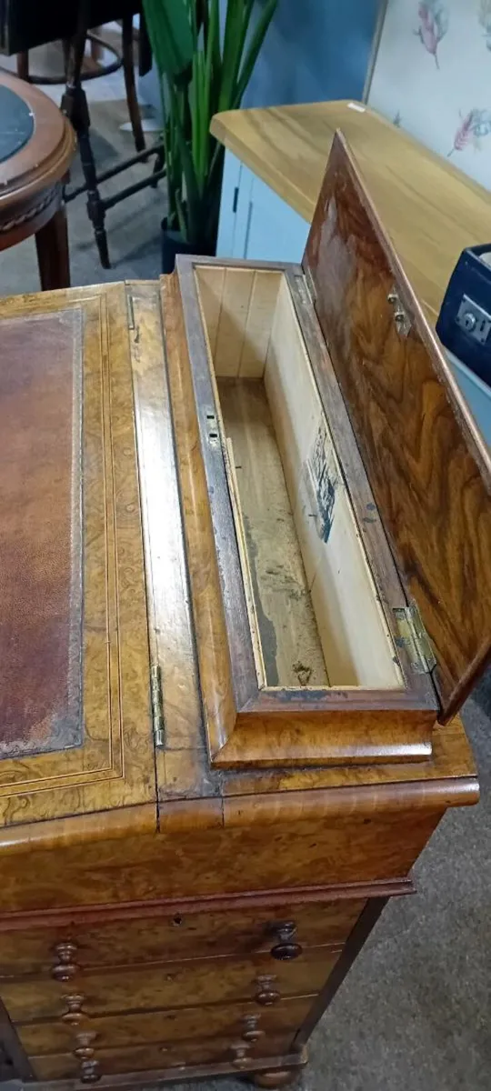 Victorian Era Walnut Veneer Davenport Desk - Image 3