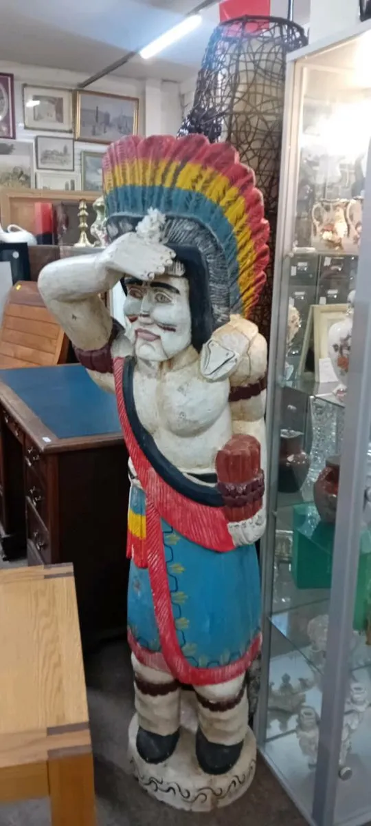 Original Vintage Carved IndianCigar Statue - Image 1