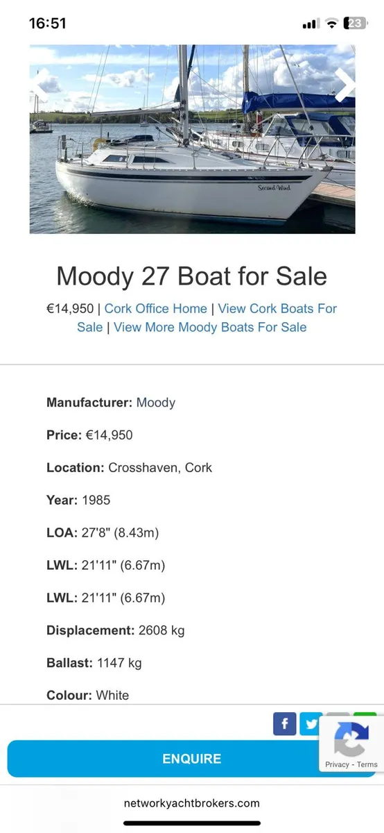 MOODY 72 BOAT FOR SALE - Image 1