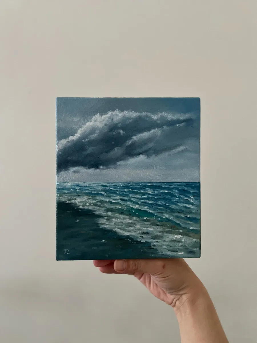 Oil painting on canvas Small Wall Art, Stormy Sea - Image 3