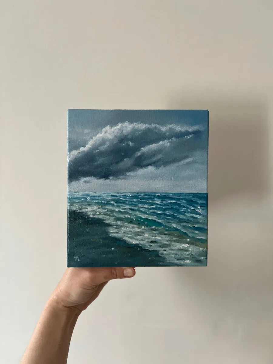 Oil painting on canvas Small Wall Art, Stormy Sea - Image 1