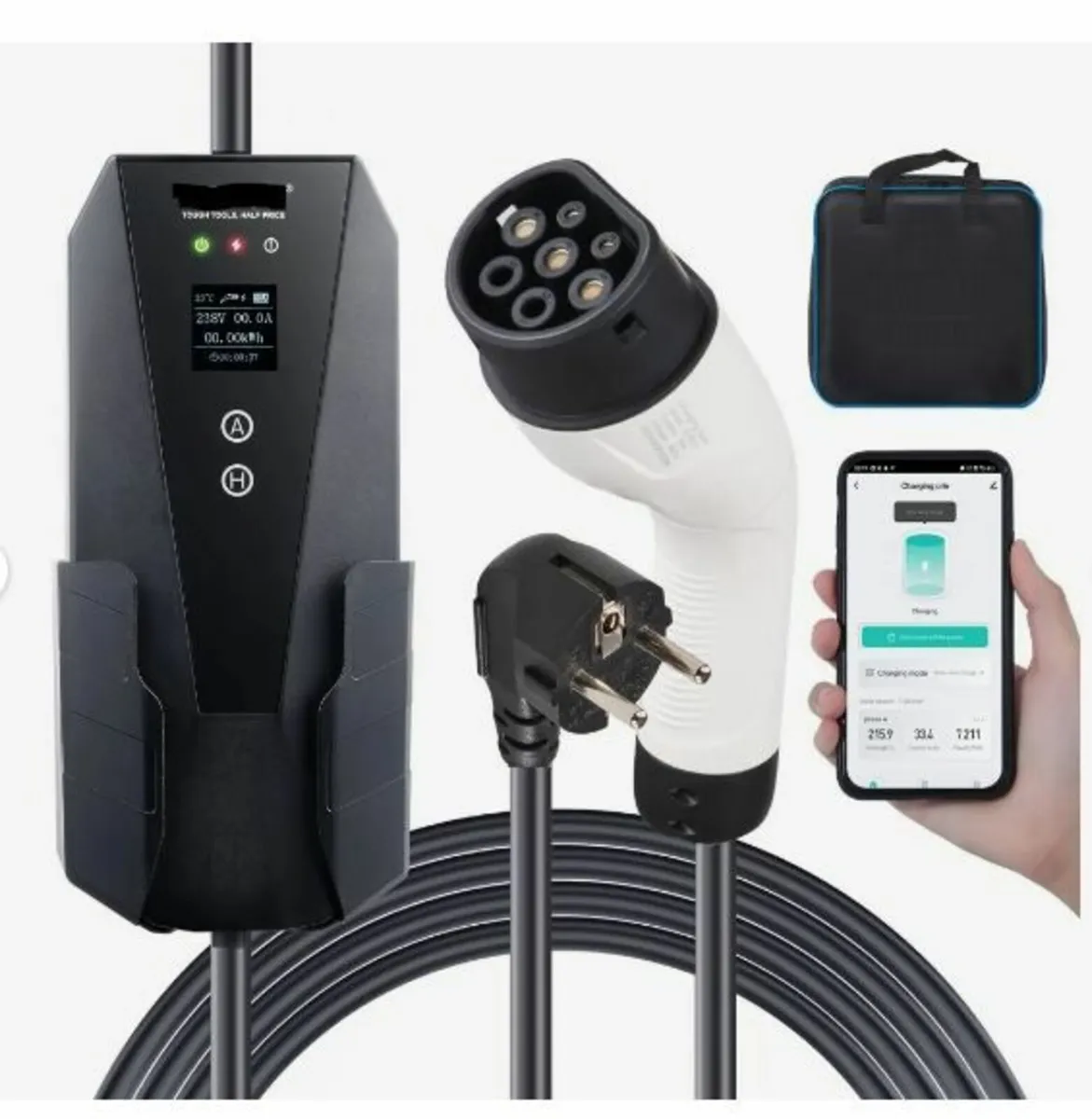 Portable EV Charger Type 2, 16A 3.7kW, Electric - Image 1