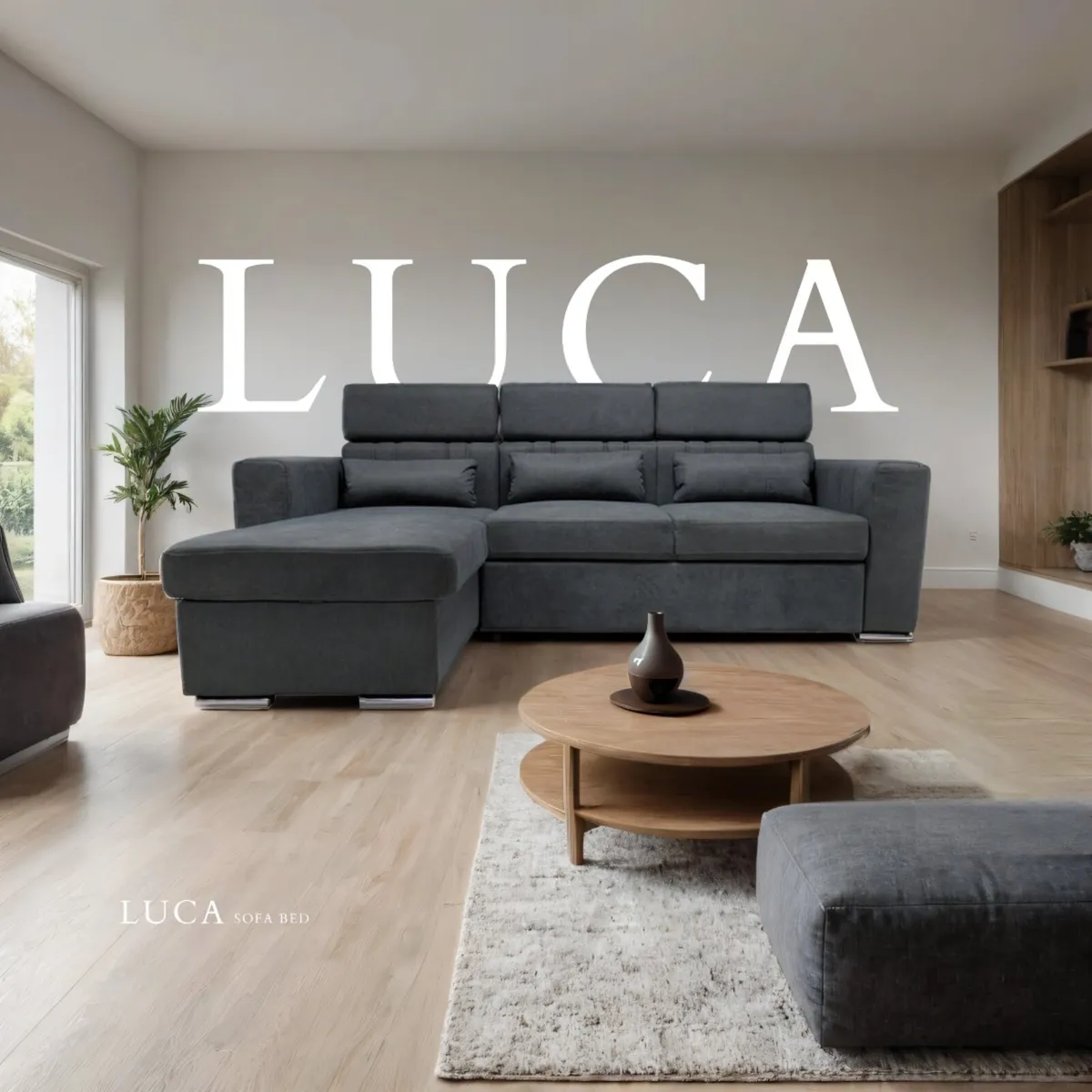 "Luka Sofabed Dark Grey Fabric" - Image 1