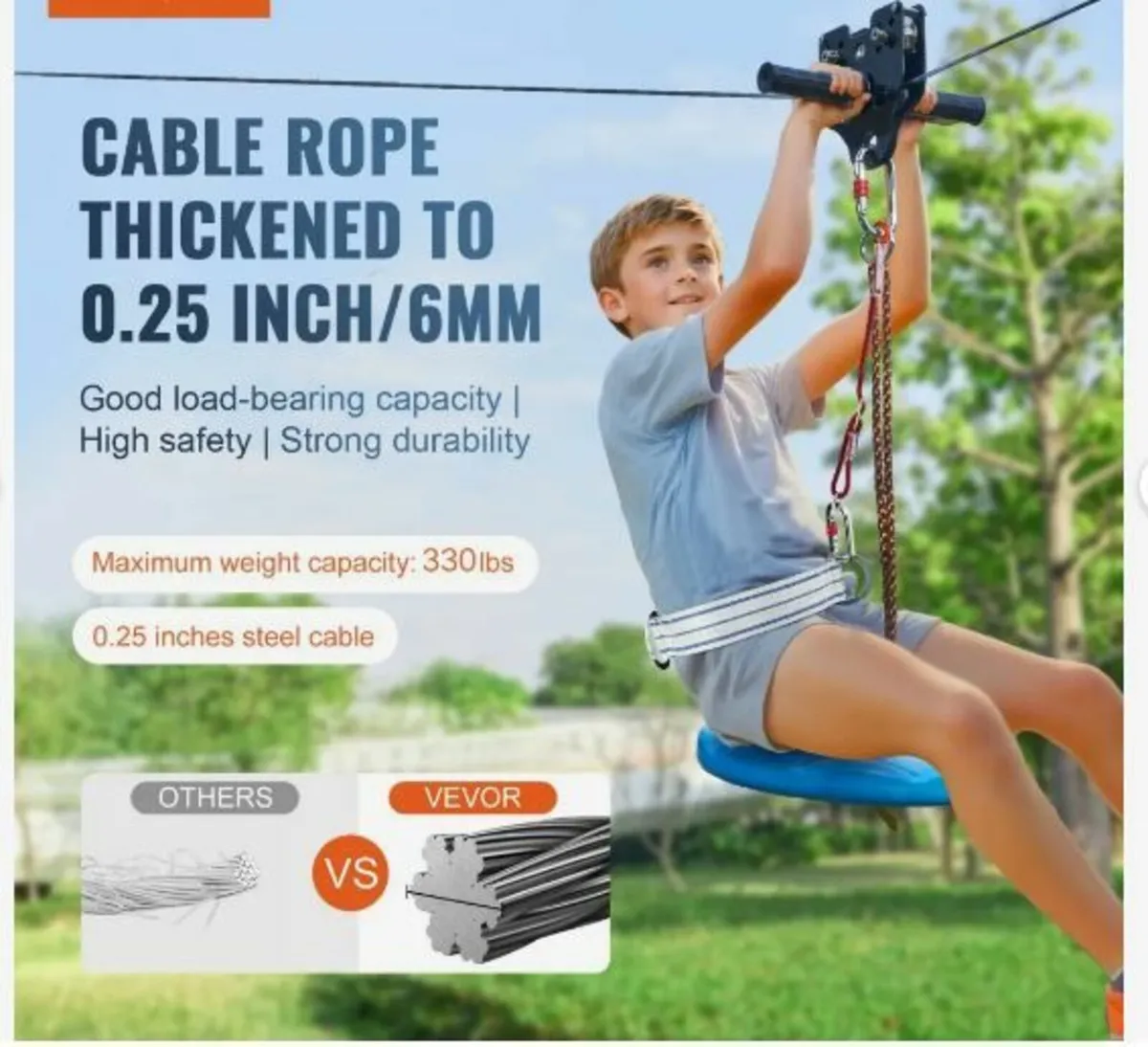 Zipline Kit for Kids and Adult, 80 ft Zip - Image 3