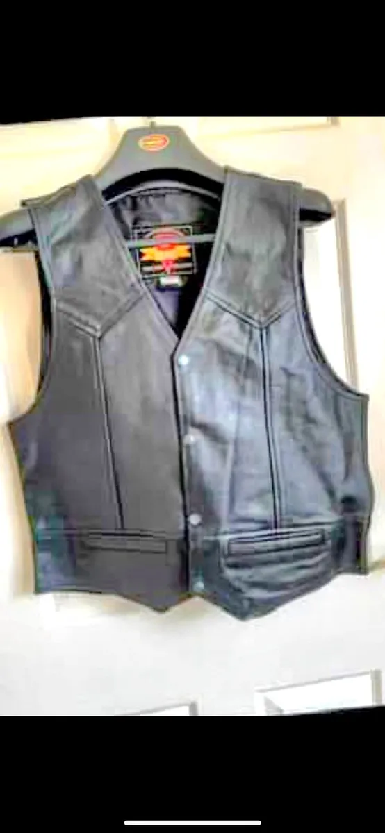 Brand New Mens Leather Biker Waist Coat - Image 2