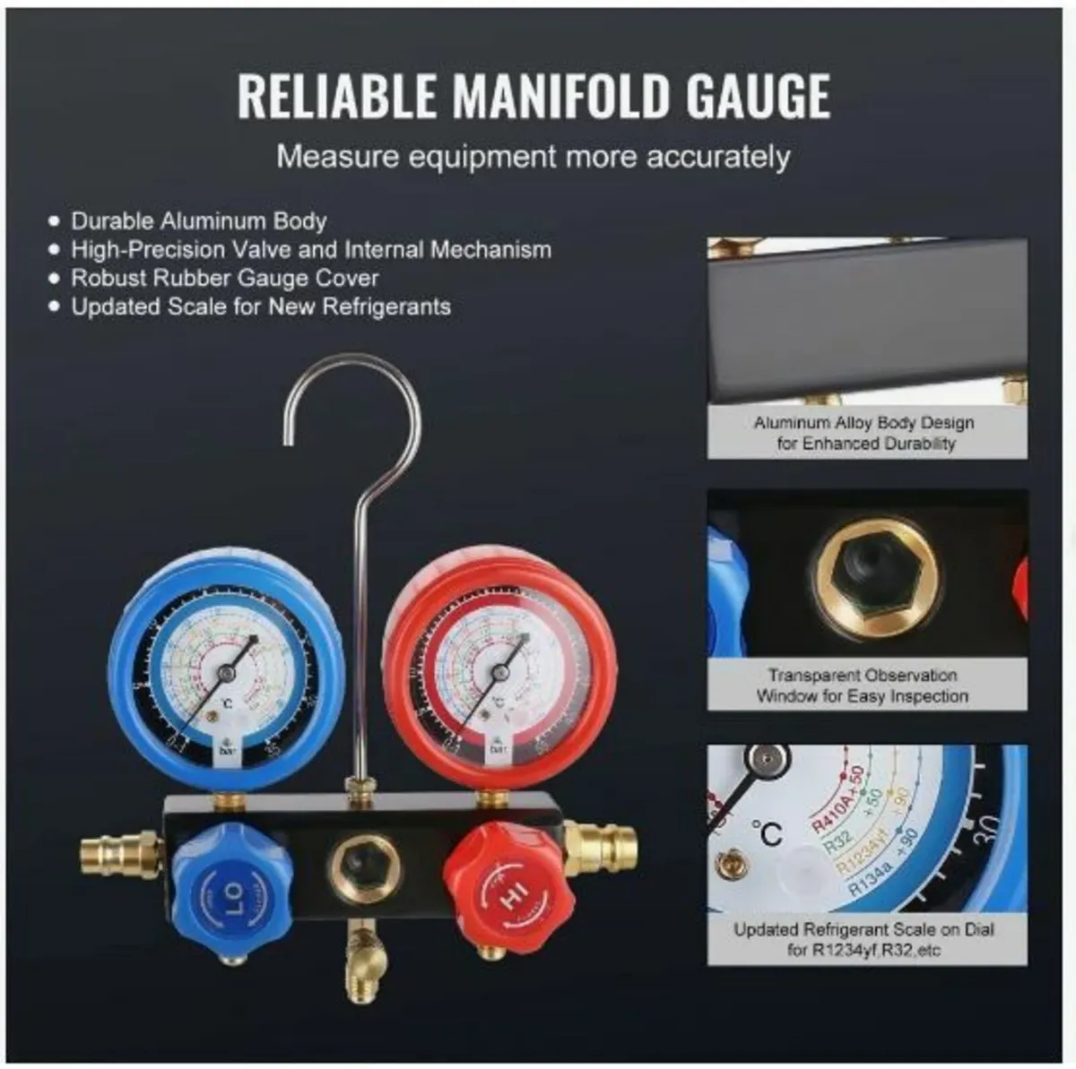 1/4 HP 4 CFM AC Vacuum Pump and Gauge Set - Image 4