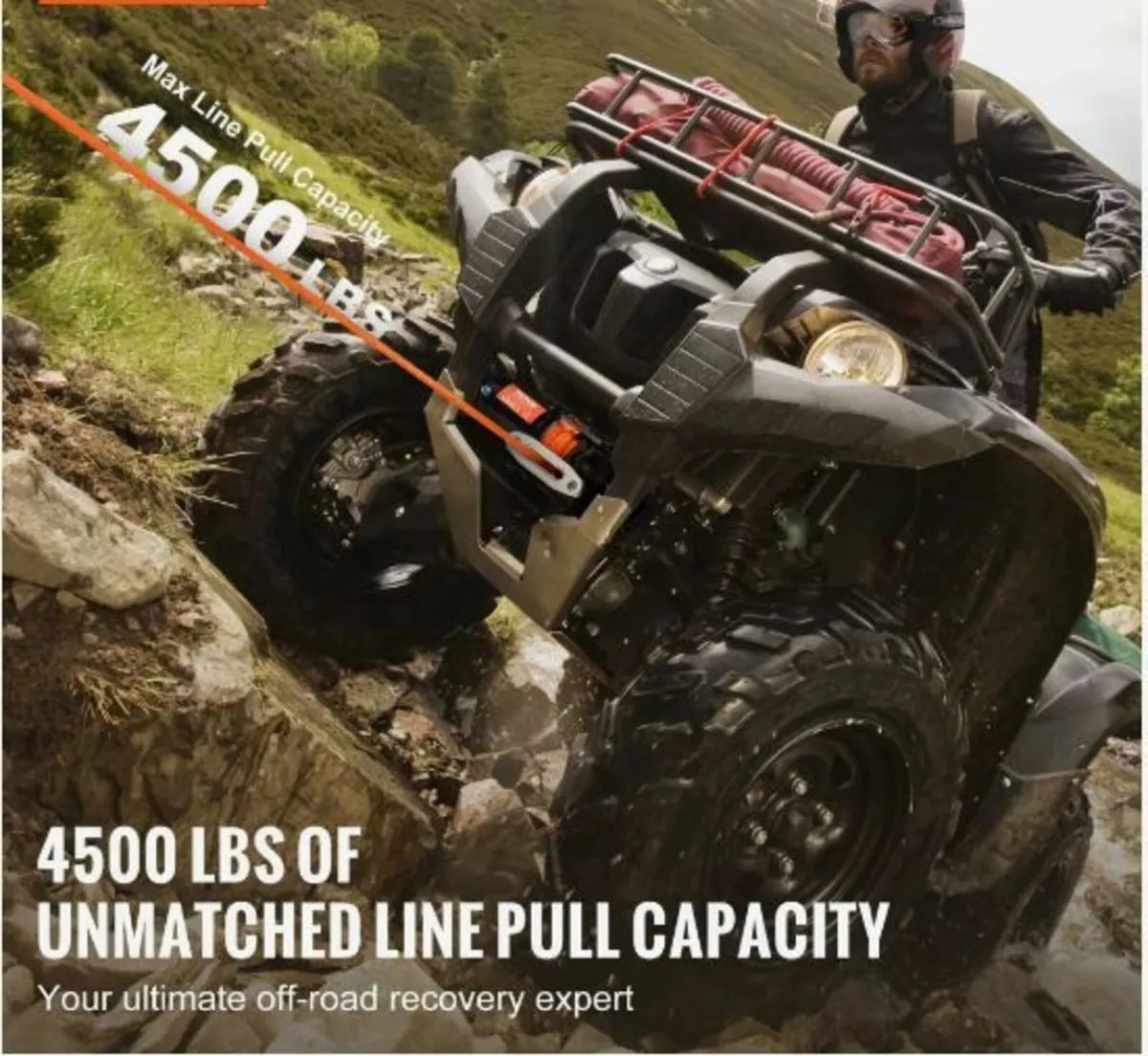 Electric Winch ATV UTV 4500 lb Synthetic Rope - Image 3