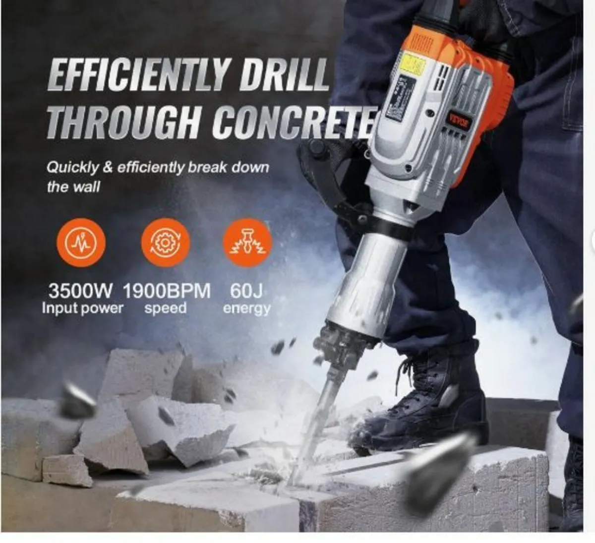 Demolition Jack Hammer Concrete Breaker 3500W - Image 3