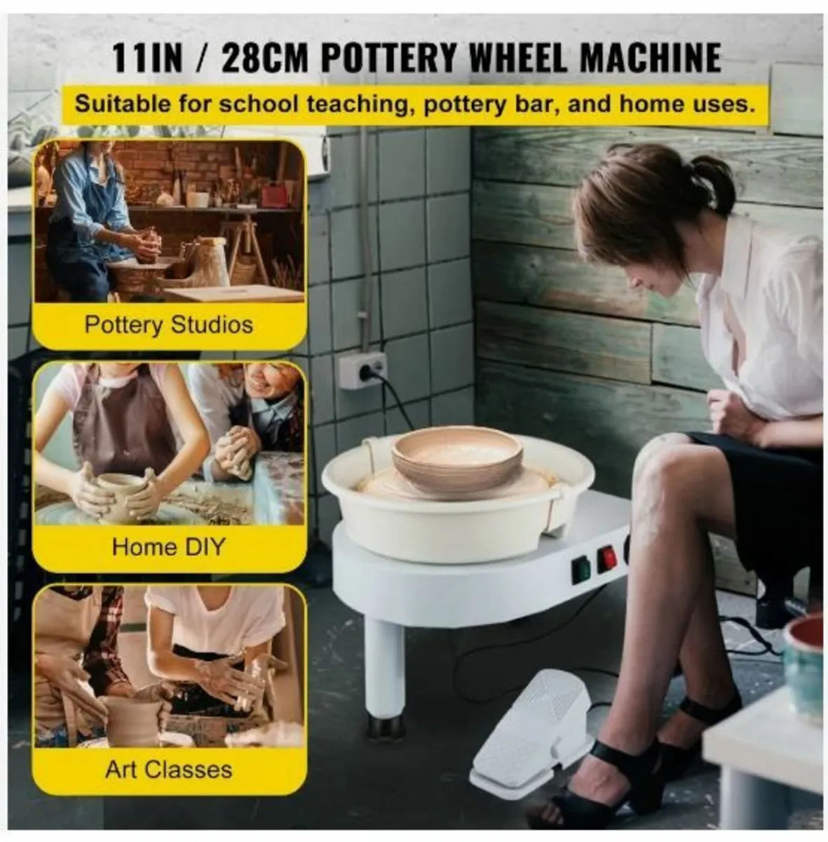 Pottery Wheel, 11in Ceramic Wheel Forming Machine - Image 2