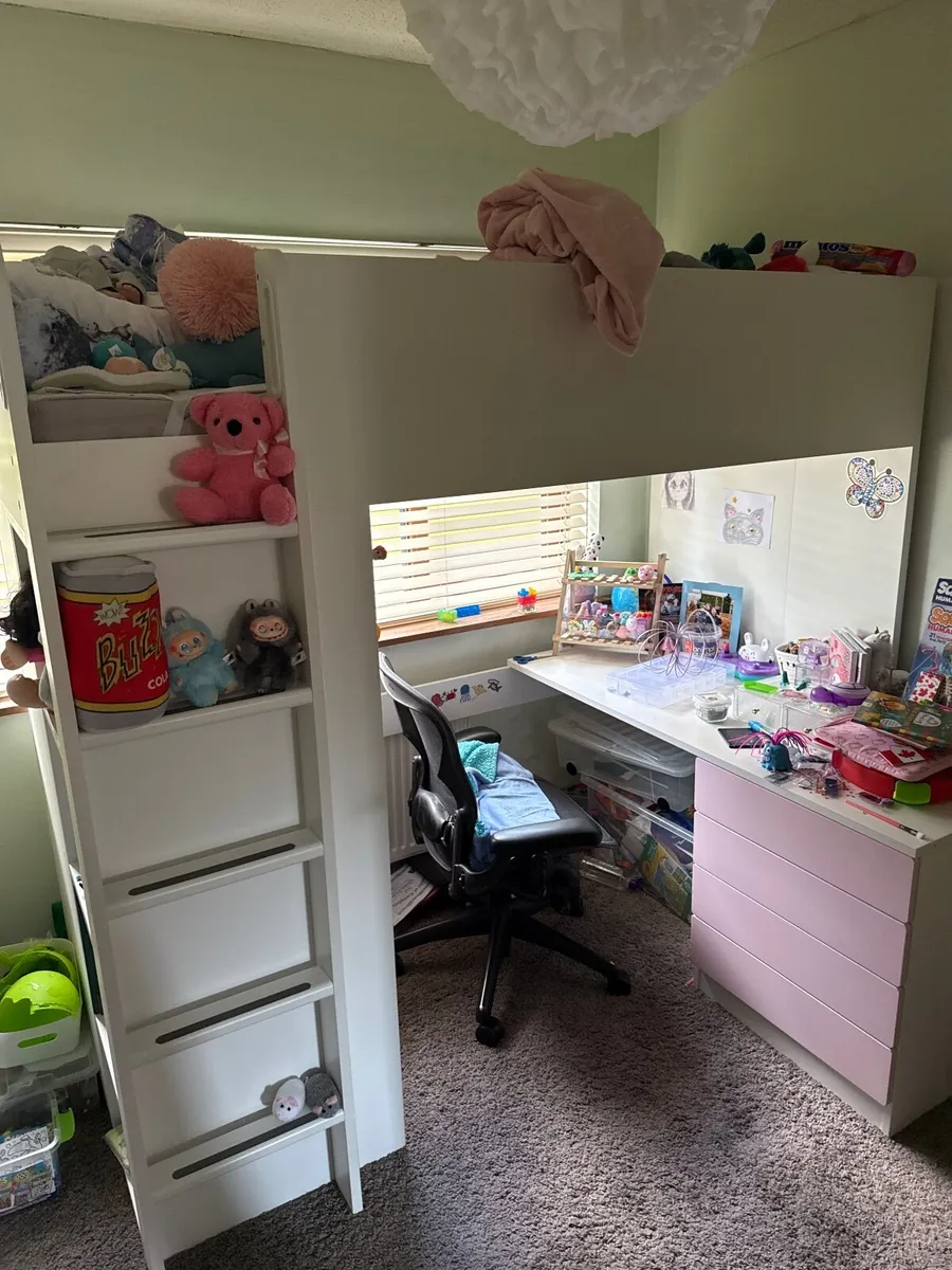 Loft bed with wardrobe and table - Image 3
