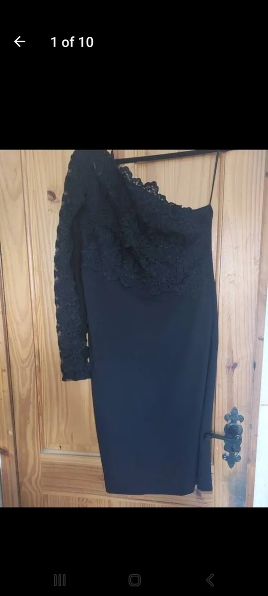 New River Island black lace one shoulder dress - Image 1