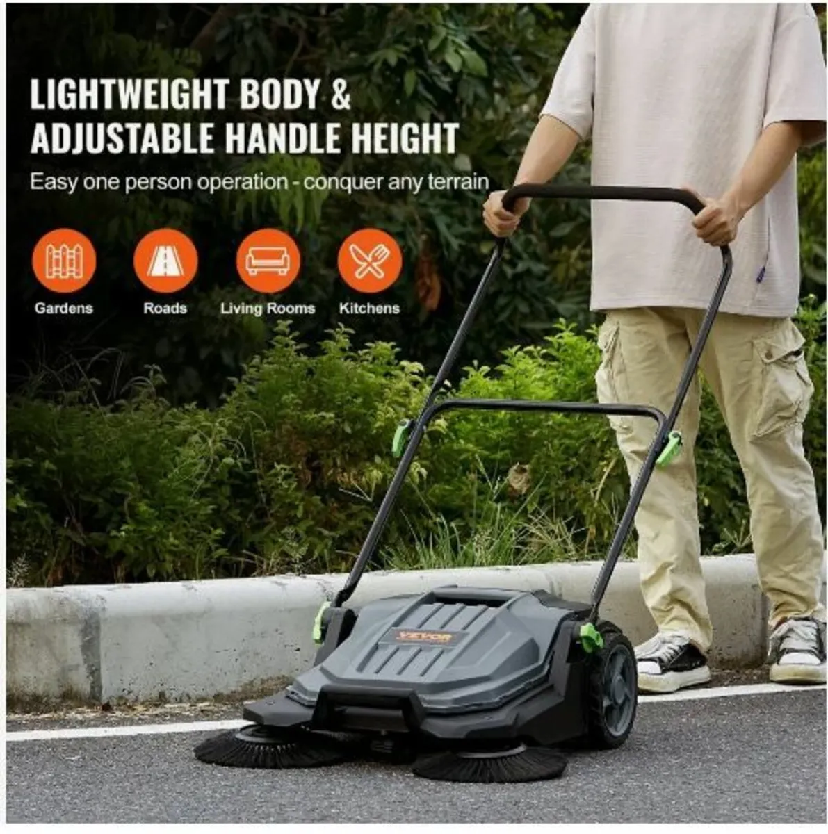 Walk-behind Hand Push Floor Sweeper, - Image 4
