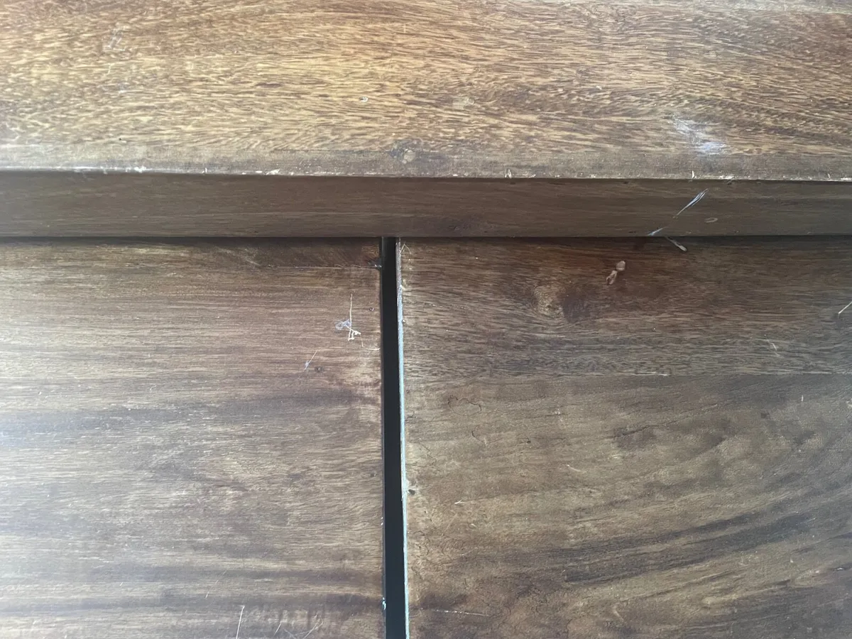 Solid dark wood Bench and 2 side tables - Image 4