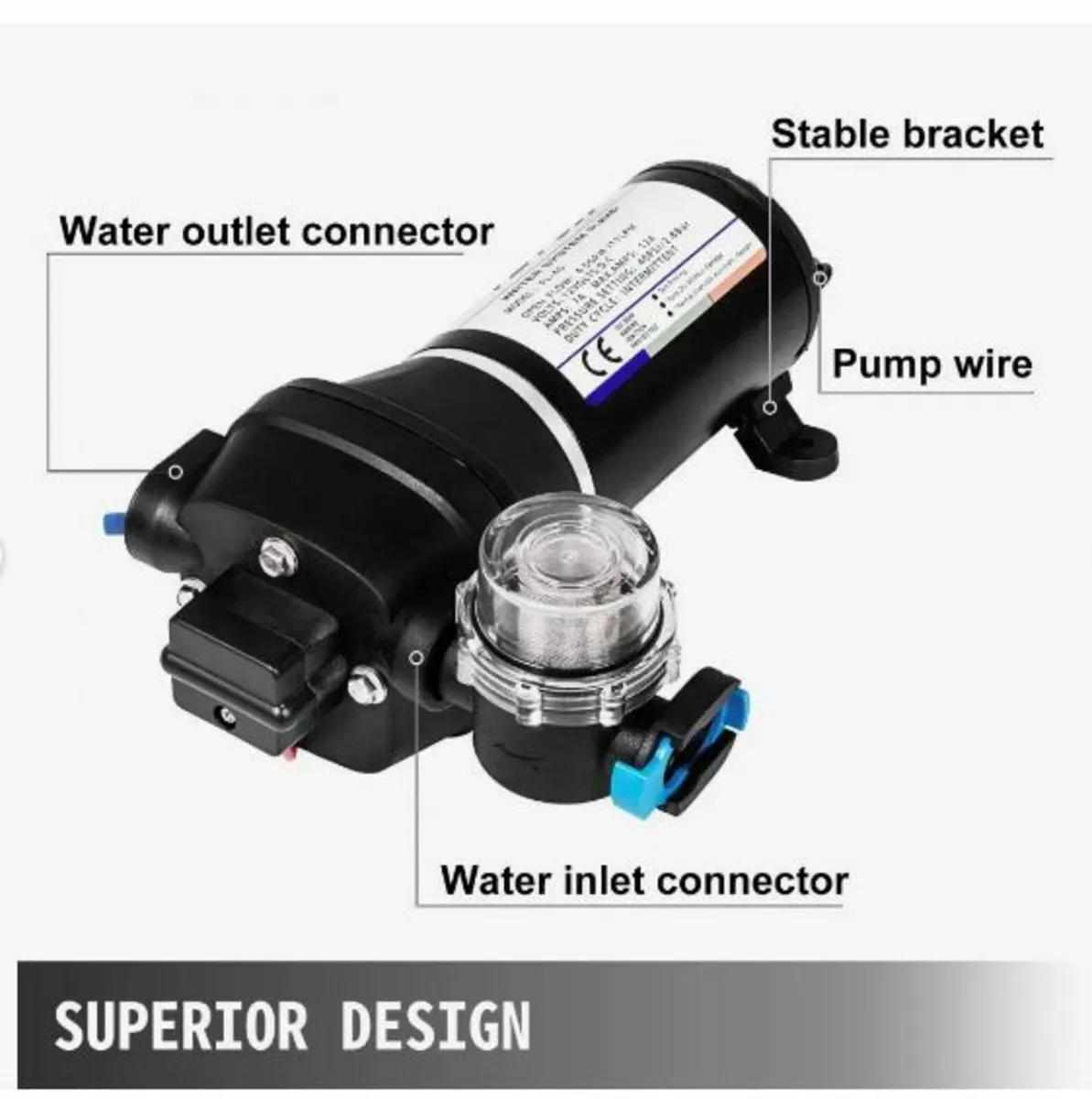 Water Pressure Diaphragm Pump, 12V - Image 4