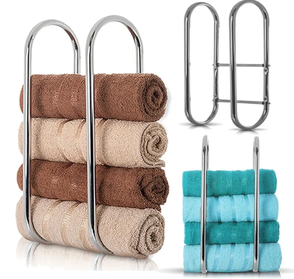 Wall Mounted Towel Holder Chrome Storage Rack NEW - Image 3