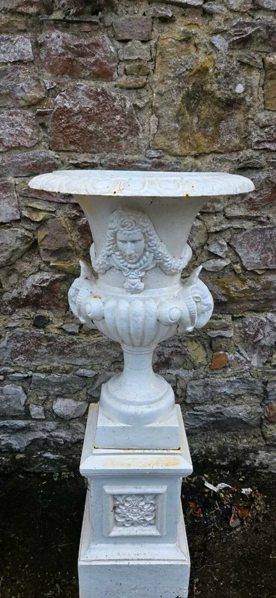 Old pair of cast iron flower pots - Image 4
