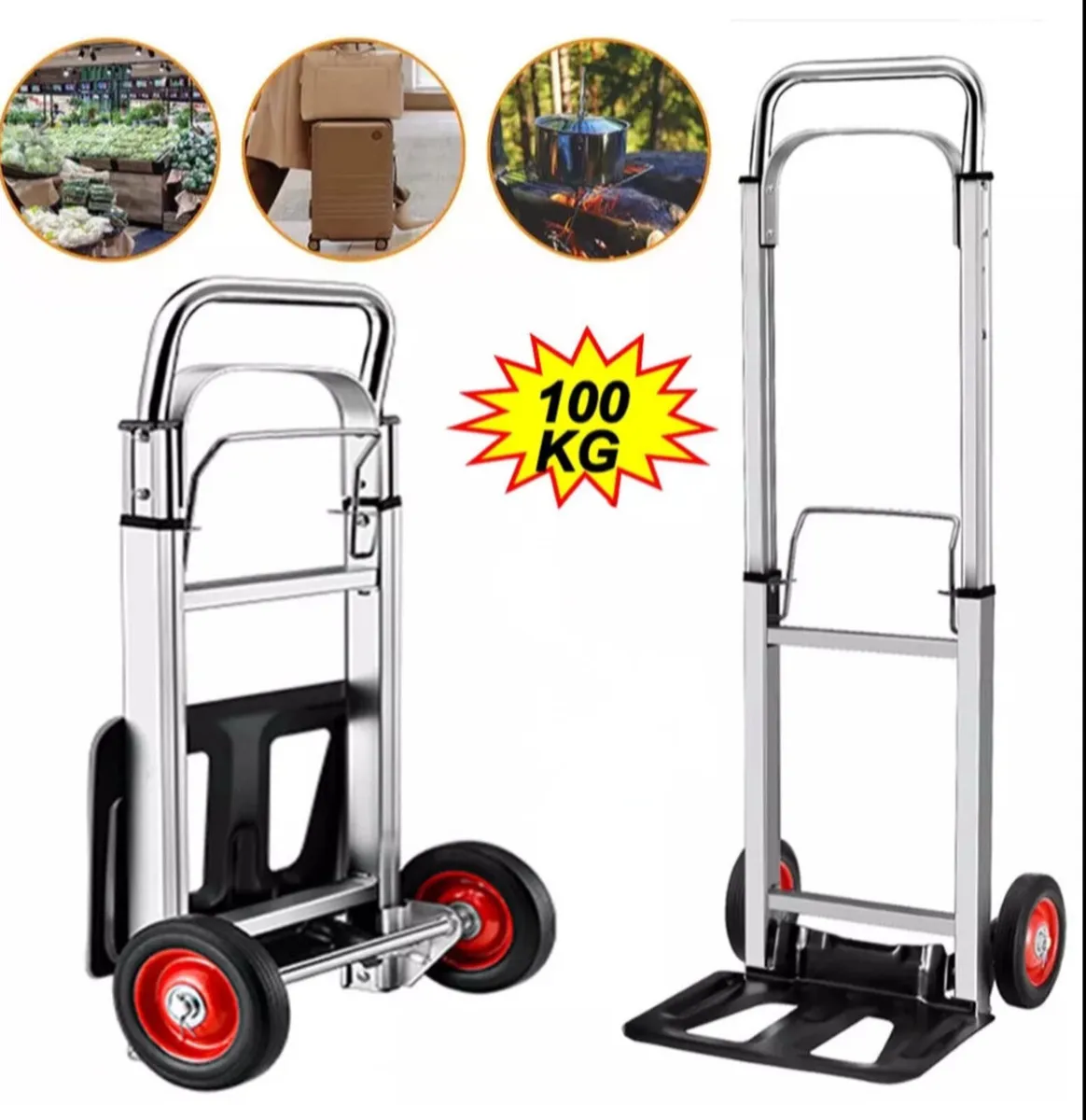 100kg Folding Sack Truck Trolley Hand Cart NEW - Image 1