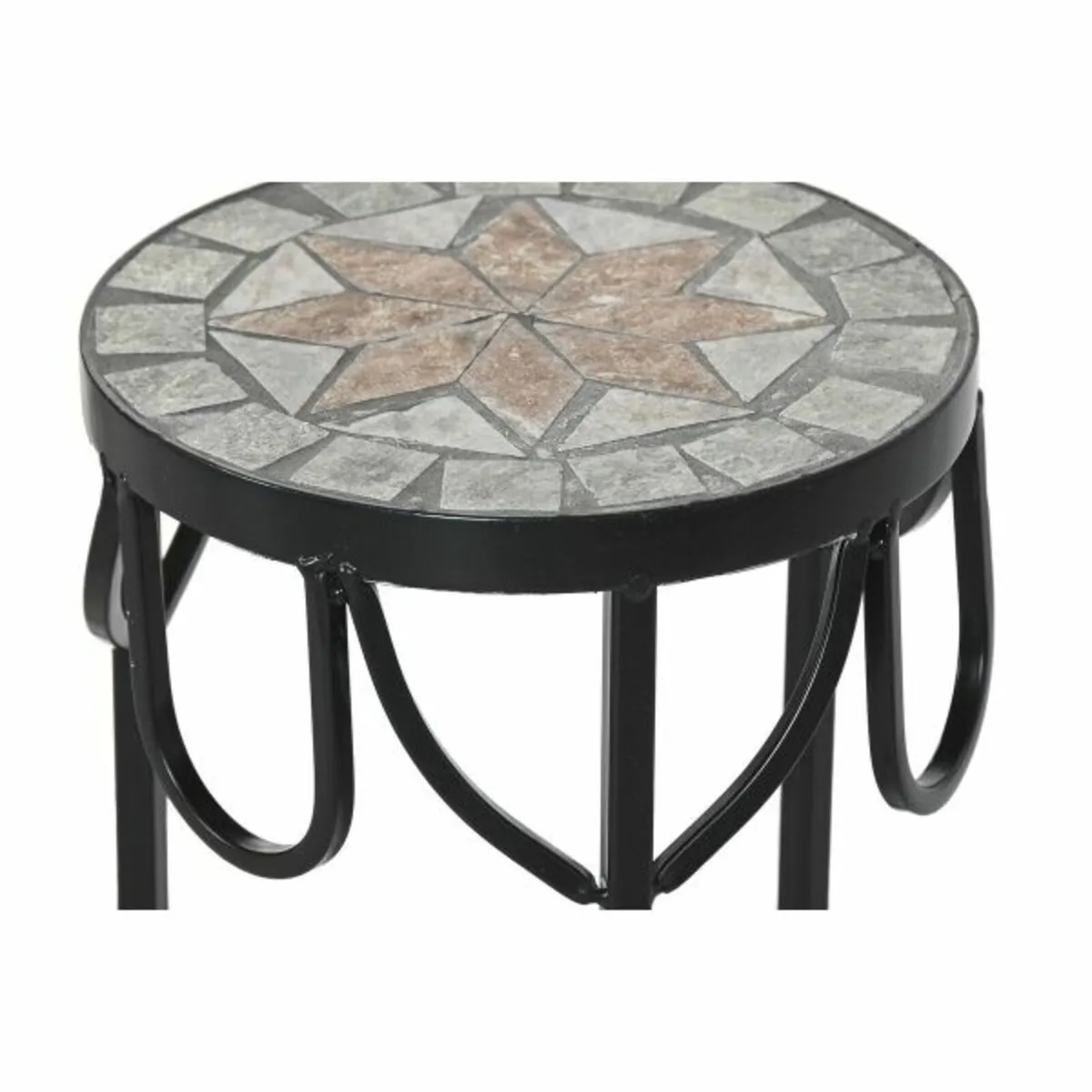 Set of 3 Mosaic Side Tables Black Ceramic & Iron G - Image 3