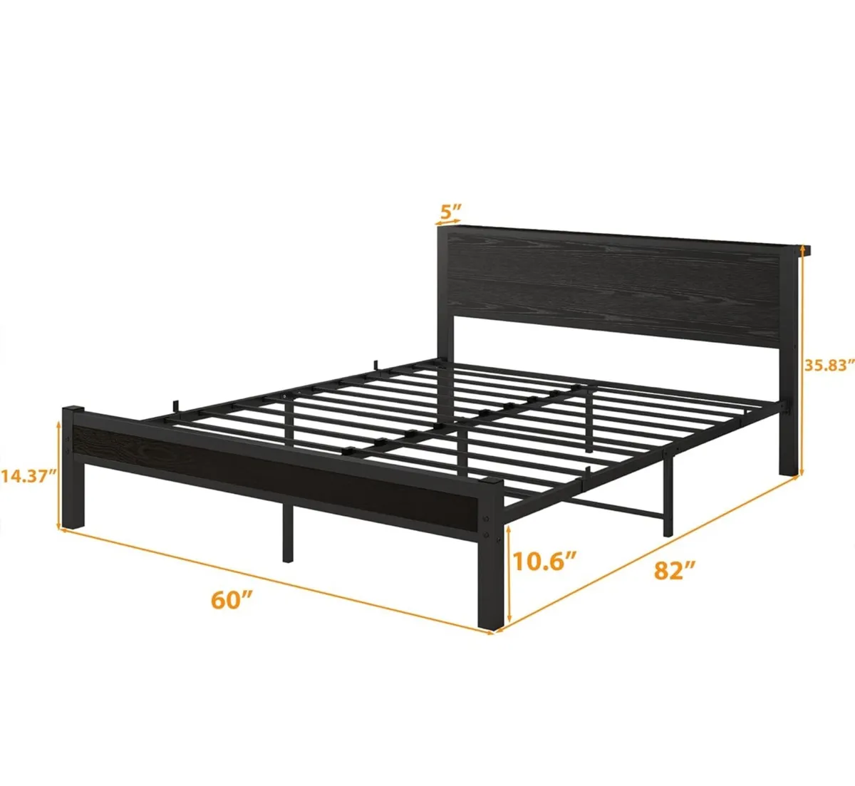 King Size Bed Frame with Wooden Storage Headboard - Image 2
