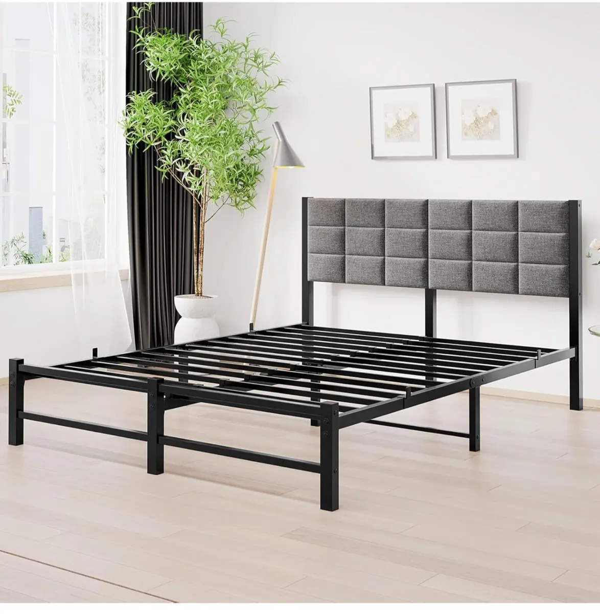 5ft King Size Bed Frame with Headboard,Upholstered - Image 3