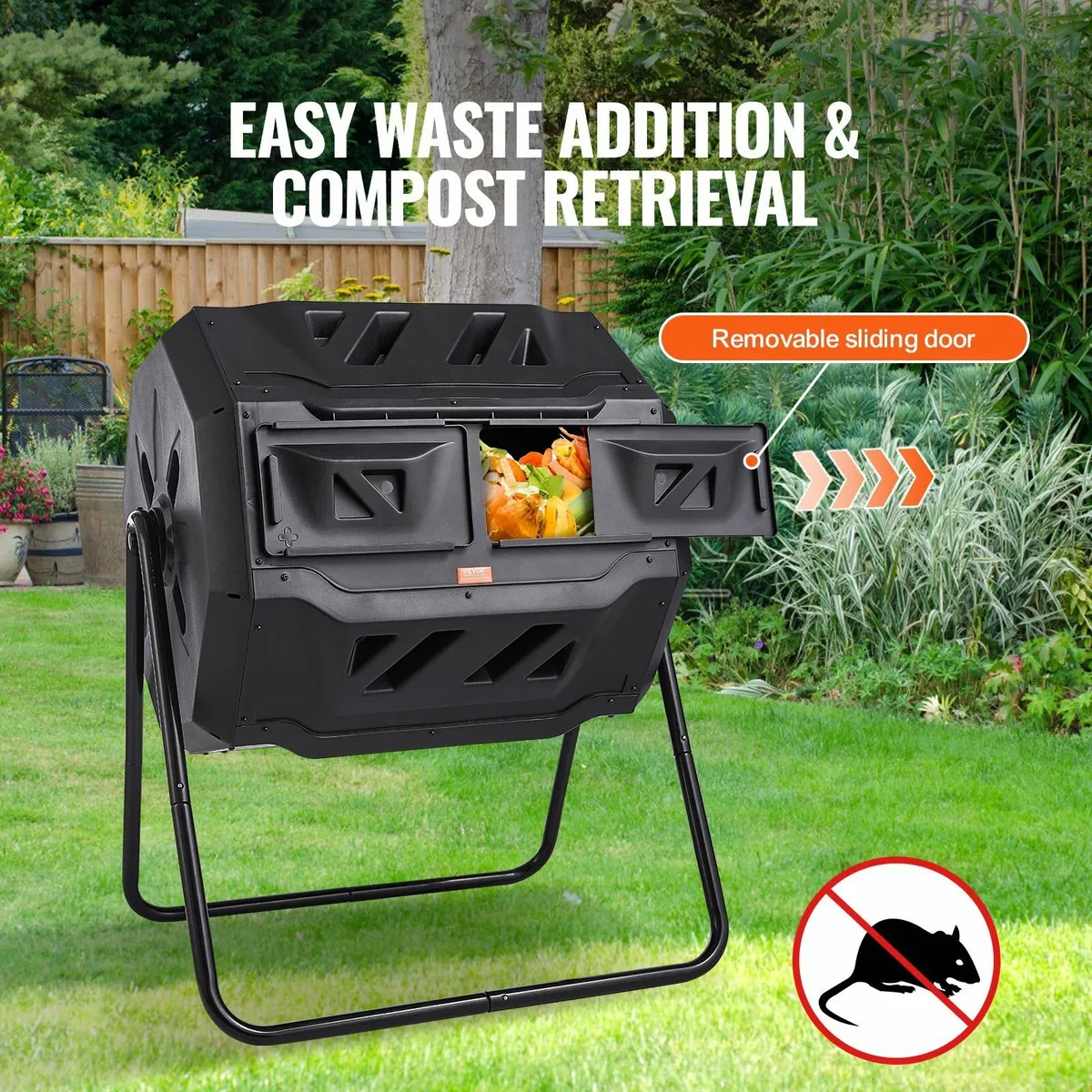 Double Chamber Drum Composter 160 Litres Black Rot - Image 3